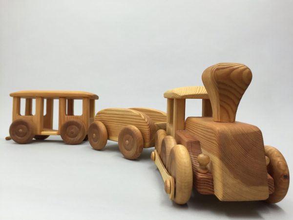 Wooden train set – Handmade wooden train natural – Toy Store Playing Mantis