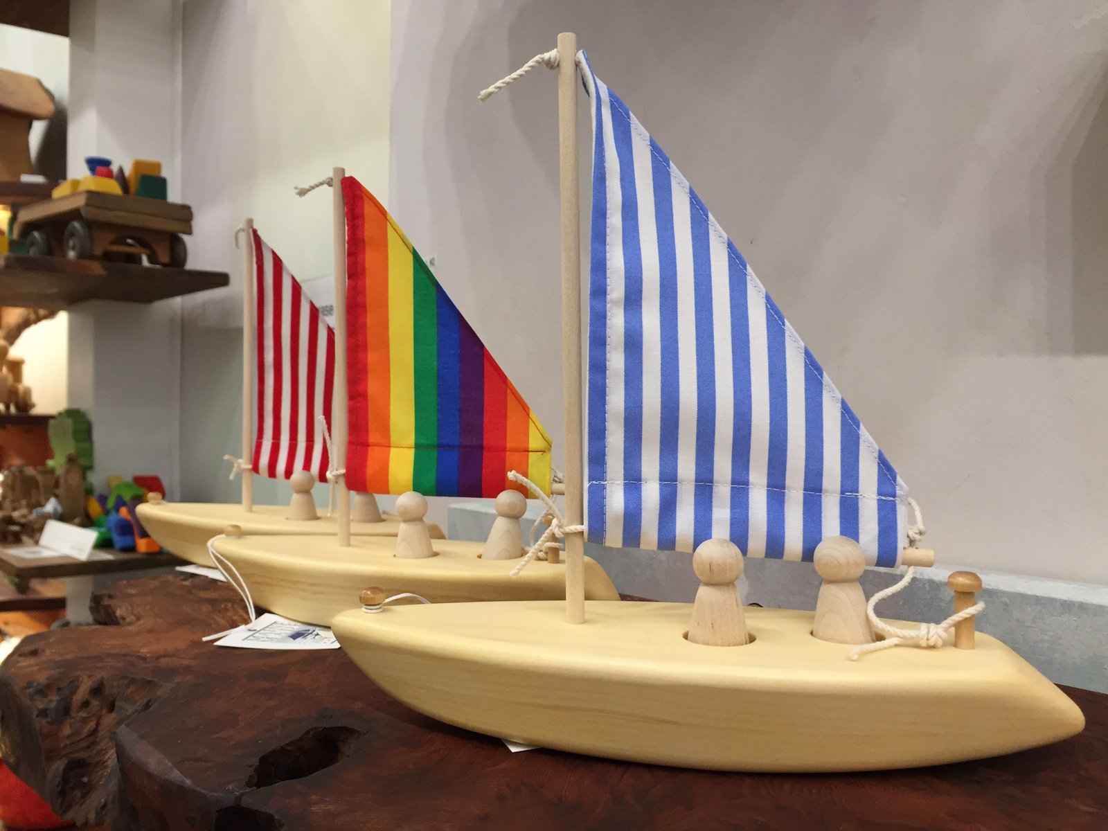 wooden toy sailboat